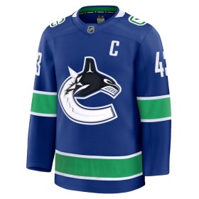 Miesten NHL Vancouver Canucks Pelipaita Fanatics Premium Quinn Hughes Koti 2024-25 Sininen